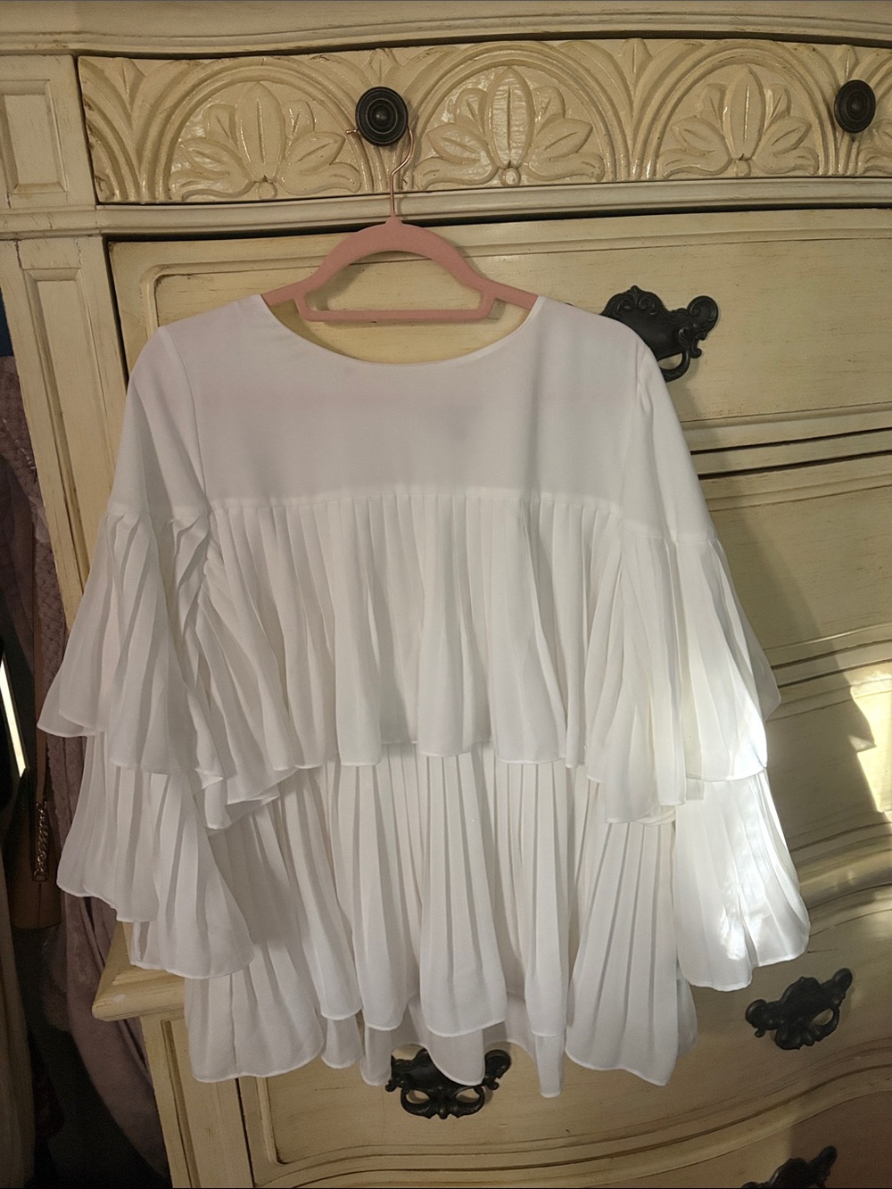 Lane Bryant White Tiered Ruffle Peasant Blouse